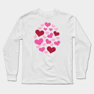 Hearts | Love | Pink | Oval | White Long Sleeve T-Shirt